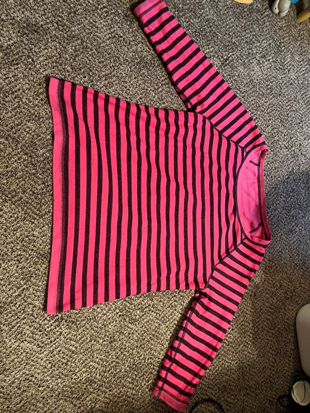 Pink and Black Striped Long Sleeve Shirt